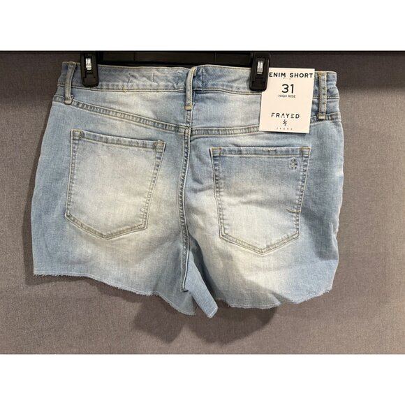 Frayed Jeans High Rise Denim Shorts Size 31 Gulf Stream Light Wash Distressed - Picture 2 of 6